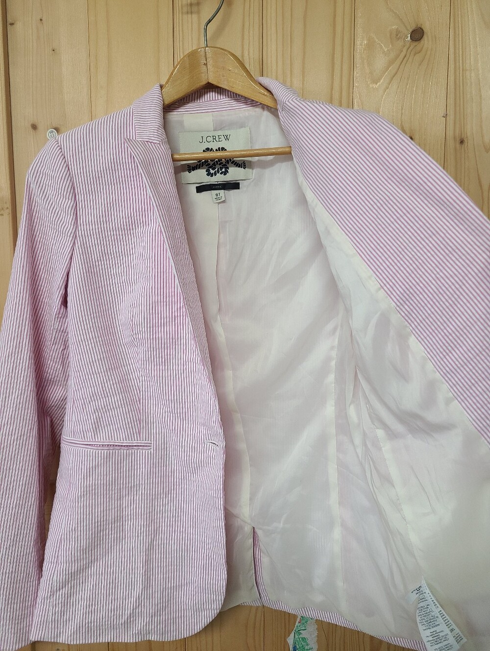 J.‎ Crew Pink Striped Seersucker Blazer - Picture 9 of 10